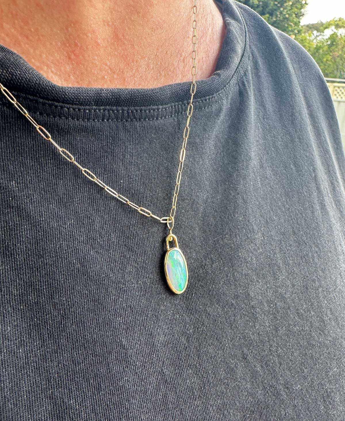 Double Sided Opal Necklace | 14k gold