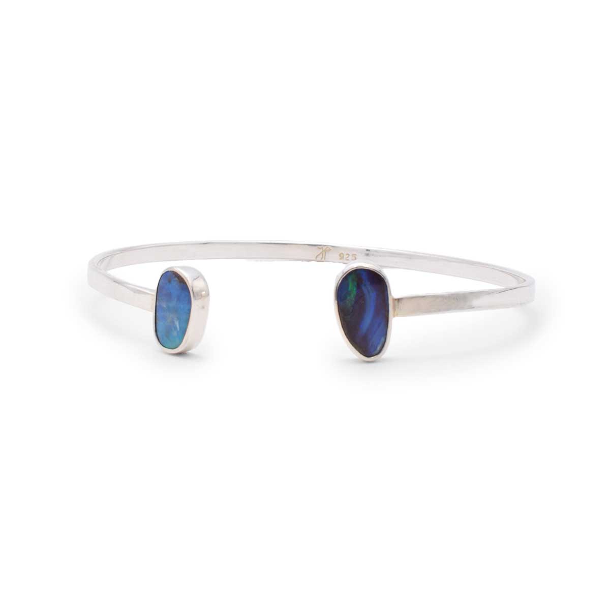 Double Boulder Opal Cuff | Sterling Silver