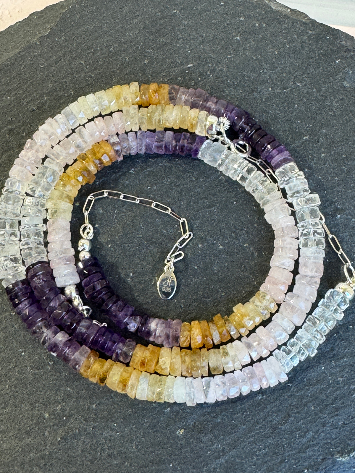 Heshi Beaded Ombre Necklace | Amethyst, Citrine and Rose Quartz