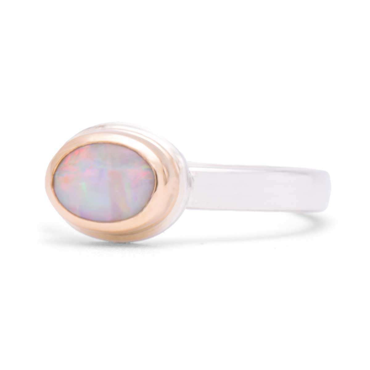 Coober Pedy Opal Ring | 14K Gold & Sterling Silver | Size 10