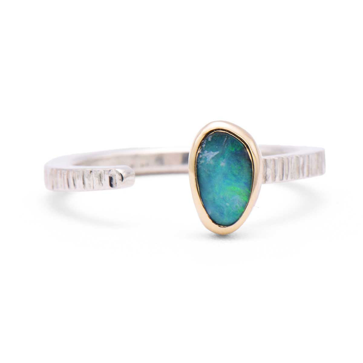 Boulder Opal Split Ring | 14K Gold & Sterling Silver | Size 7.5