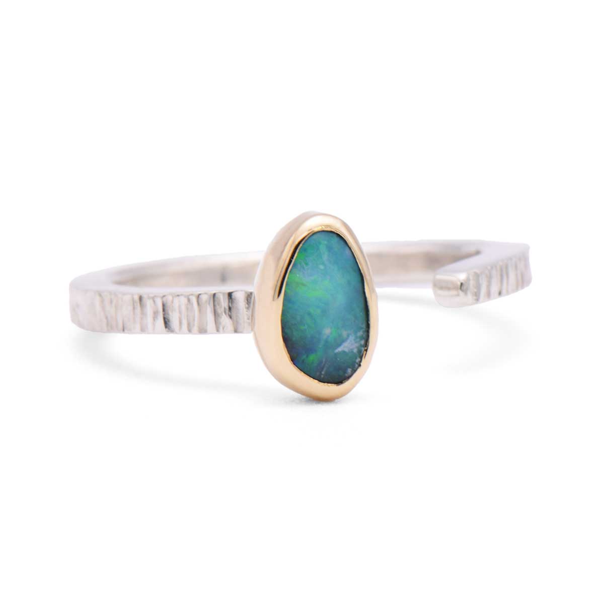 Boulder Opal Split Ring | 14K Gold & Sterling Silver | Size 7.5