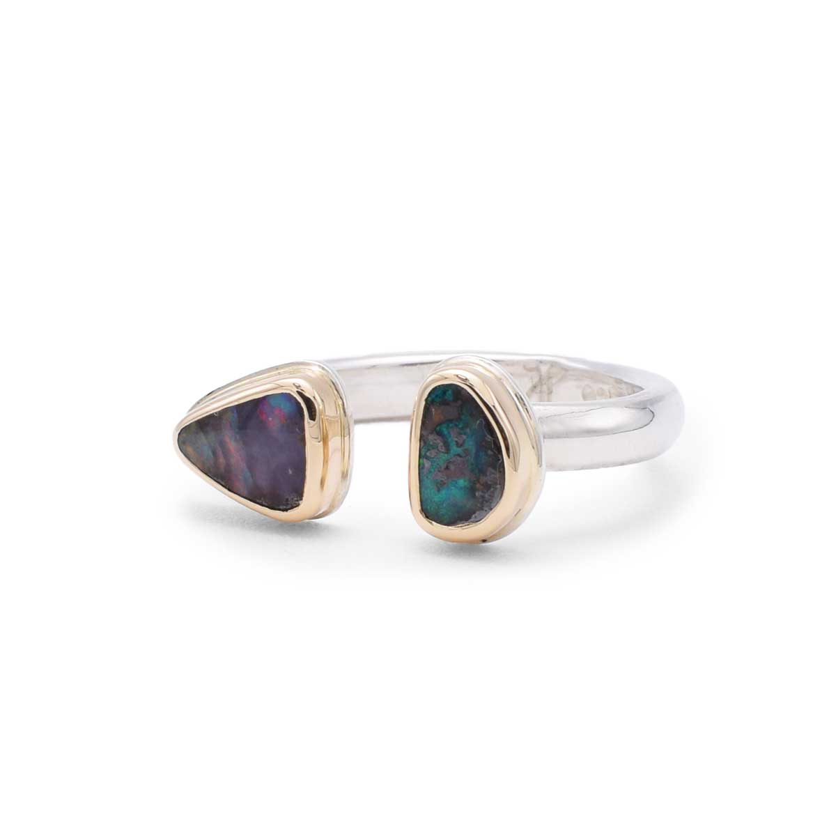 Double Boulder Opal Ring | 14K Gold & Sterling Silver
