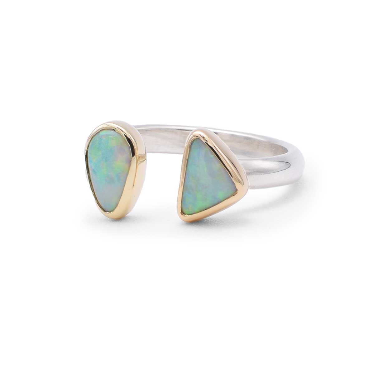 Double Boulder Opal Ring | 14K Gold & Sterling Silver