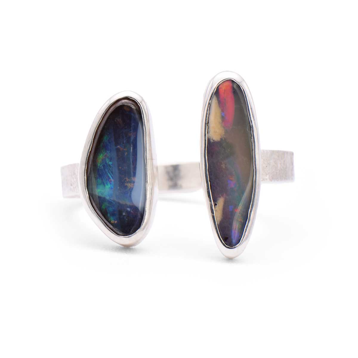 Boulder Opal Split Ring | Sterling Silver | Size 8.5