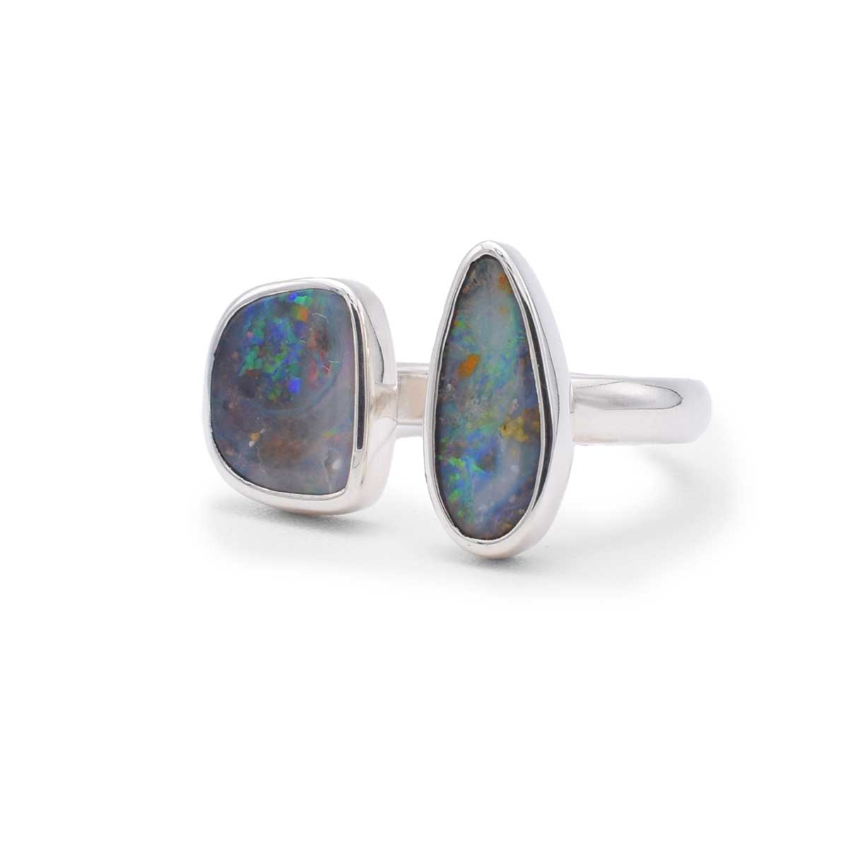 Double Boulder Opal Ring | Sterling Silver