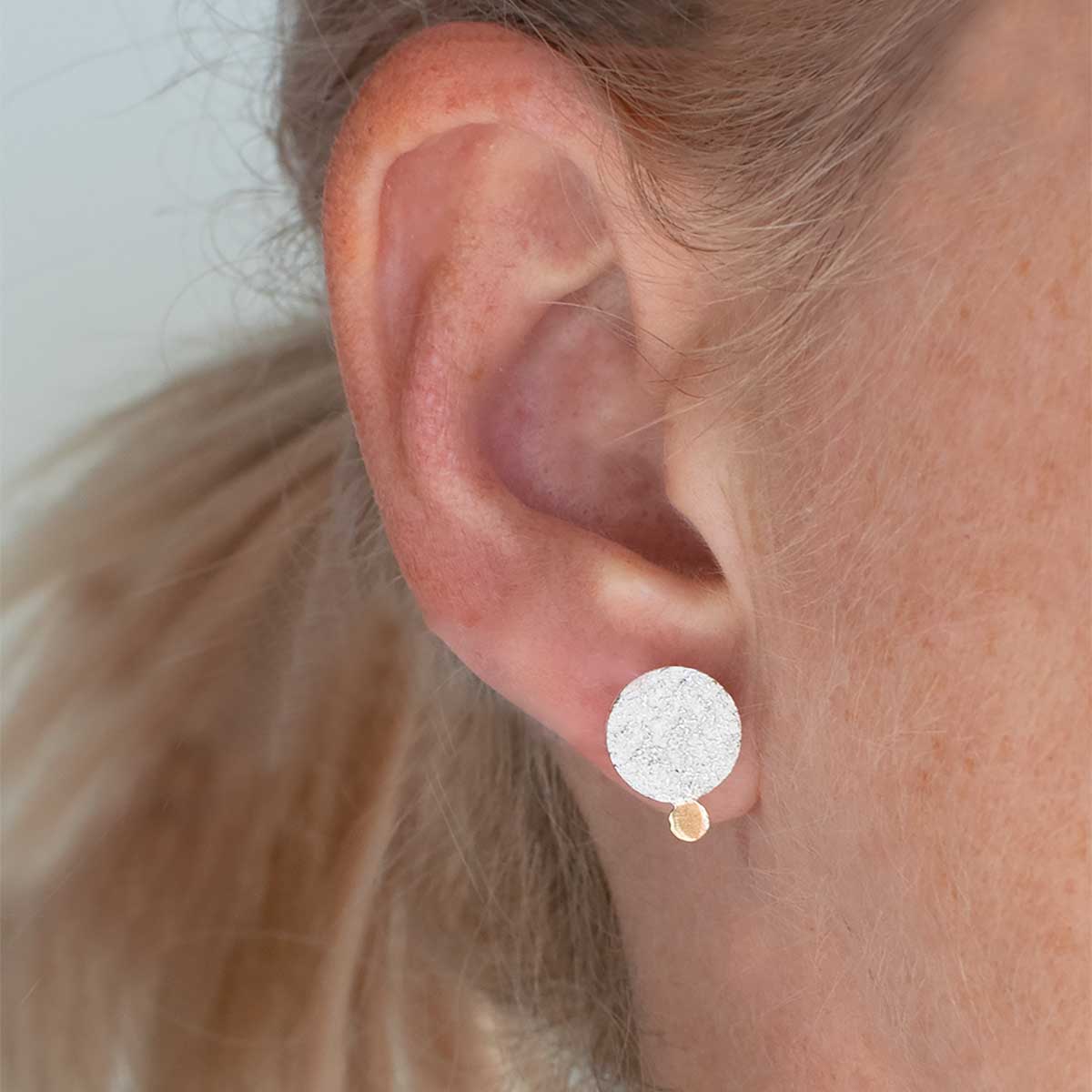 Sparkling Sands Stud Earrings Sterling Silver and 9k Gold