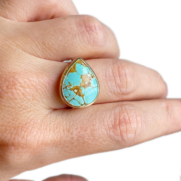 AustralianTurquoiseTeardropMixedMetalRingSize9