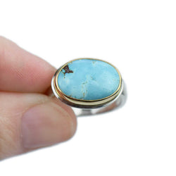 LavenderTurquoiseOvalMixedMetalRingSize7