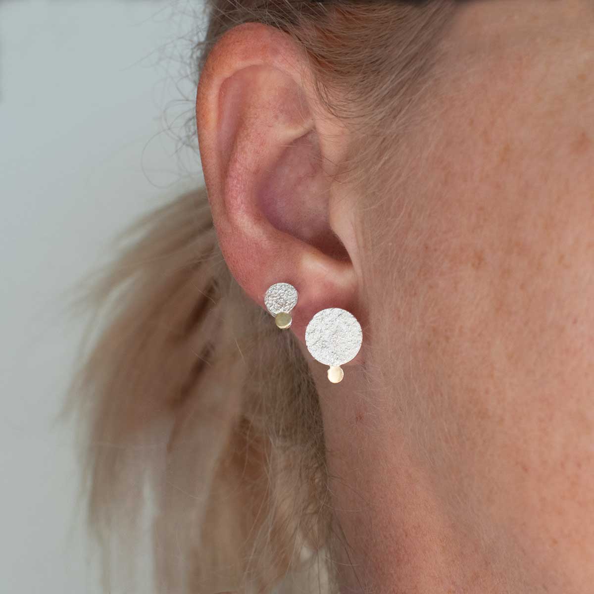 Sparkling Sands Stud Earrings Sterling Silver and 9k Gold 