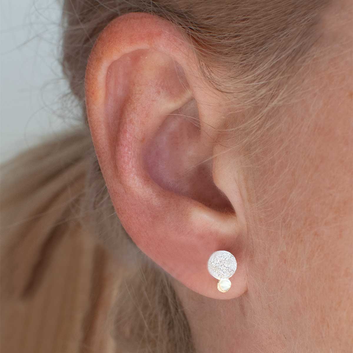 Sparkling Sands Stud Earrings Sterling Silver and 9k Gold 