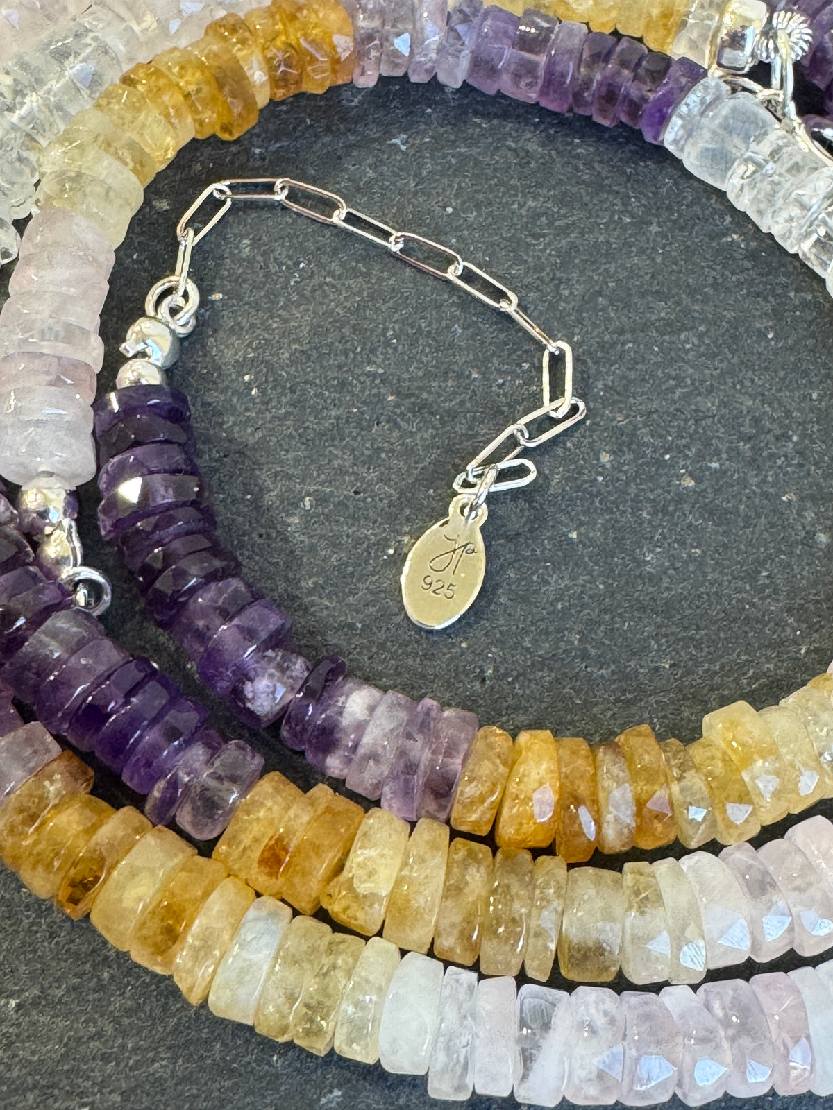 Heshi Beaded Ombre Necklace | Amethyst, Citrine and Rose Quartz