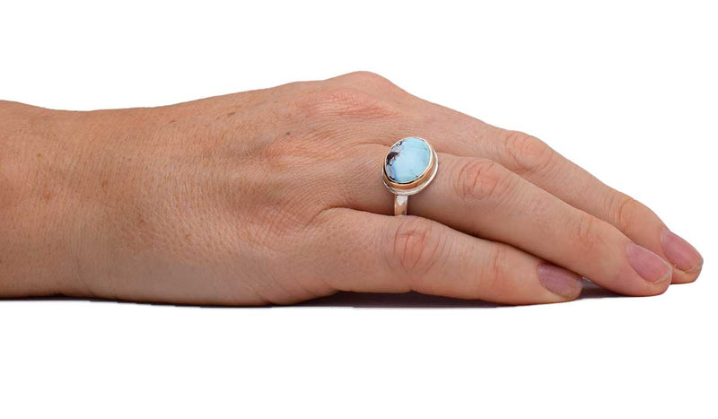 Lavender Turquoise Ring | 14K Gold & Sterling Silver | Size 7.5