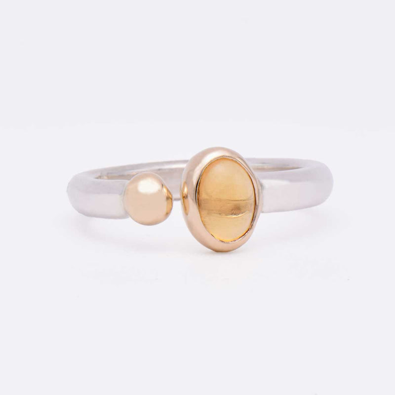Citrine Split Ring | 14K Gold & Sterling Silver