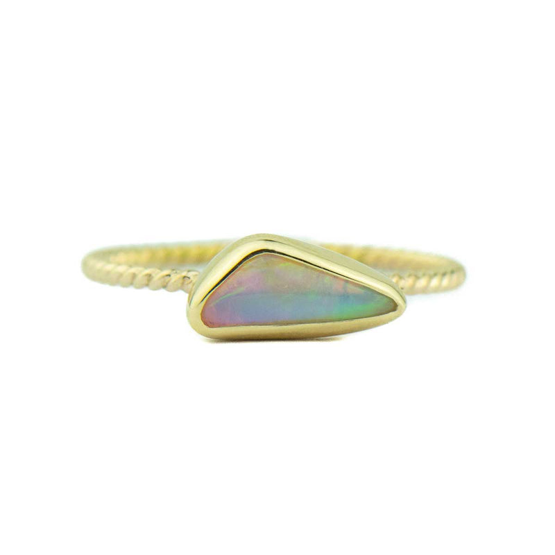Triangle Crystal Opal 14k Gold Ring Size 7.5