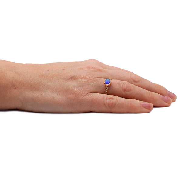 Rectangle Boulder Opal Ring | 9K Gold | Size 7