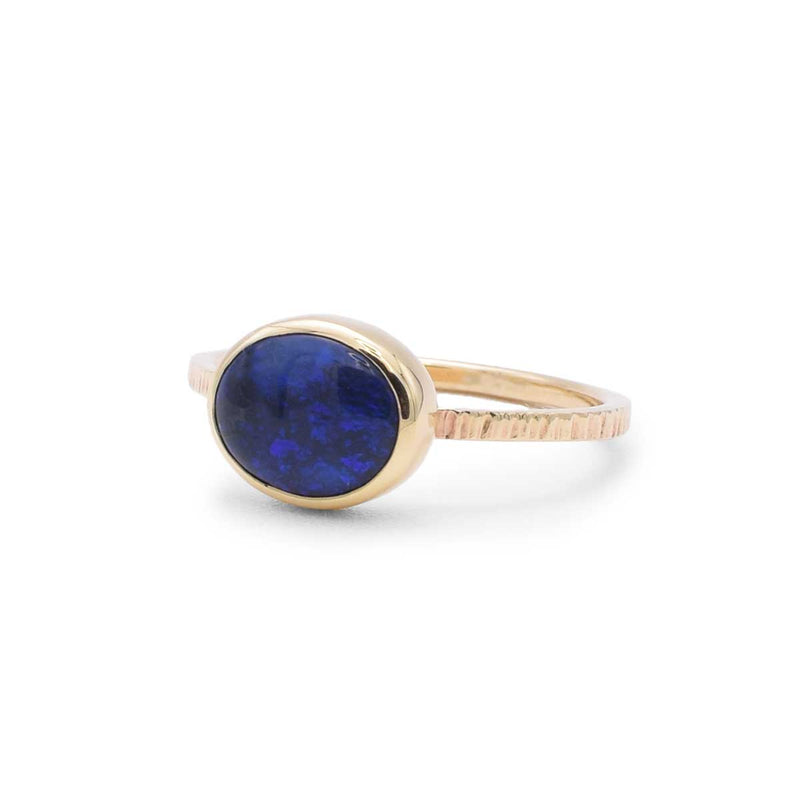 Midnight Swirl | Black Opal 9K Gold | Textured Band Ring