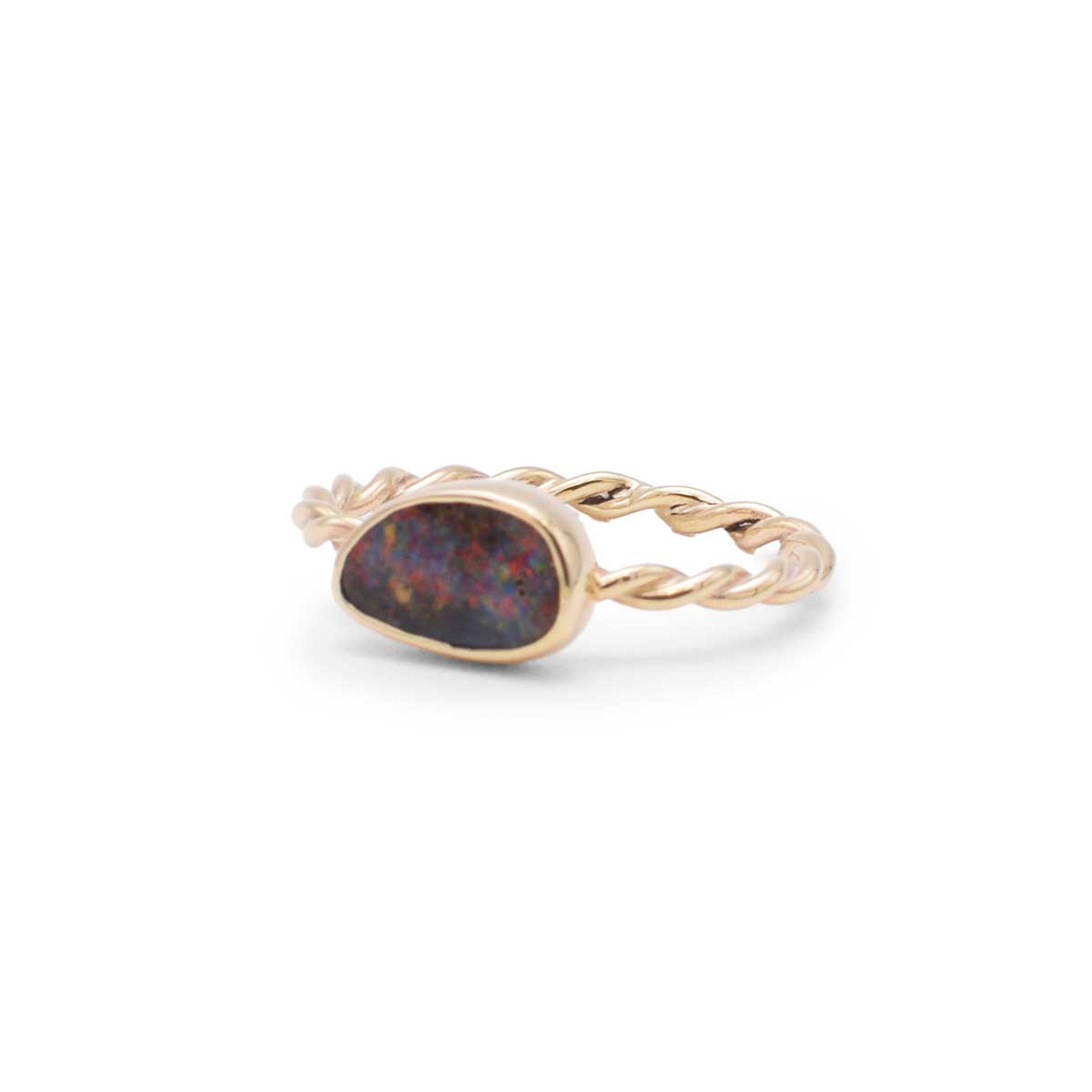 Dark Boulder Opal Ring | 9K Gold