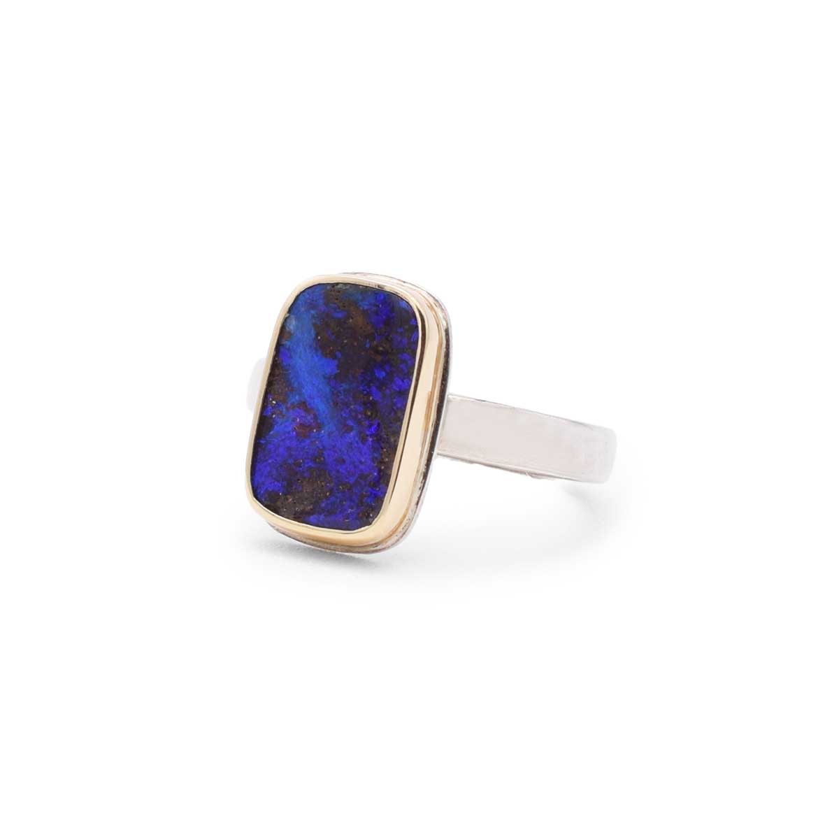 Rectangle Boulder Opal Ring | 14K Gold & Sterling Silver