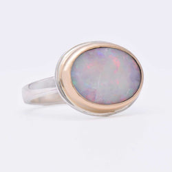 ORMM101_White_Oval_Opal_Mixed_Metal_Ring_Size_9