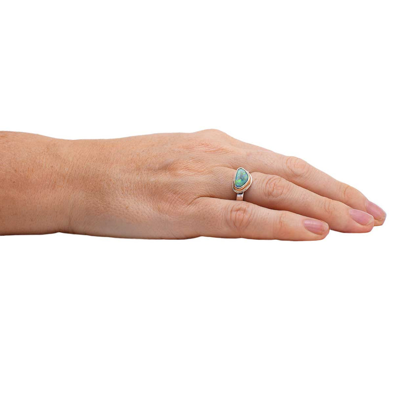 ORMM108_Dark_Base_Triangle_Opal_Mixed_Metal_Ring_Size_6.5