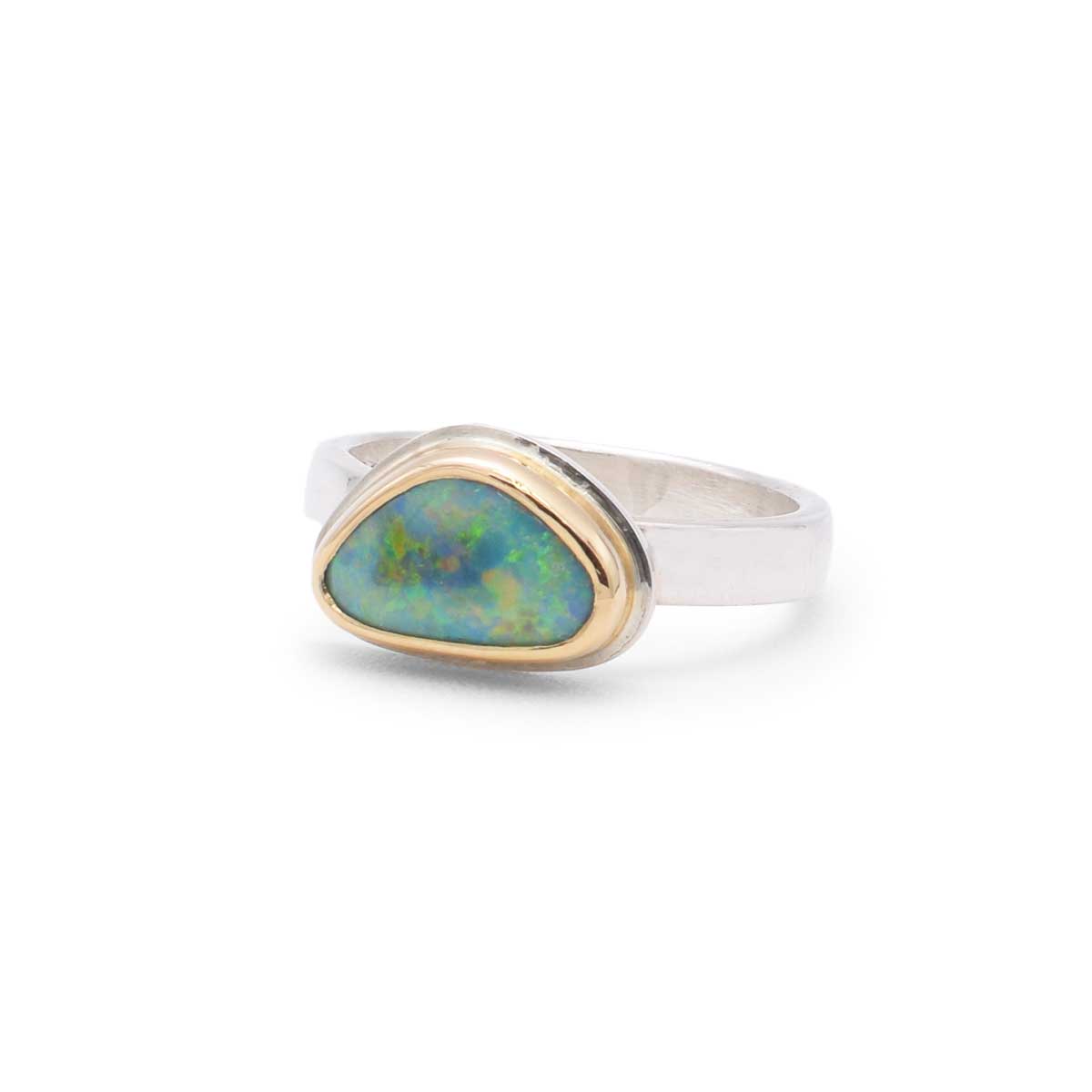 Lightning Ridge Opal Ring | 14K Gold & Sterling Silver