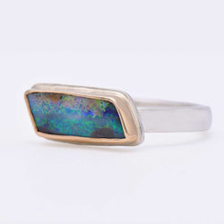 ORMM110_Dark_Long_Rectangle_Boulder_Opal_Mixed_Metal_Ring_Size7.5