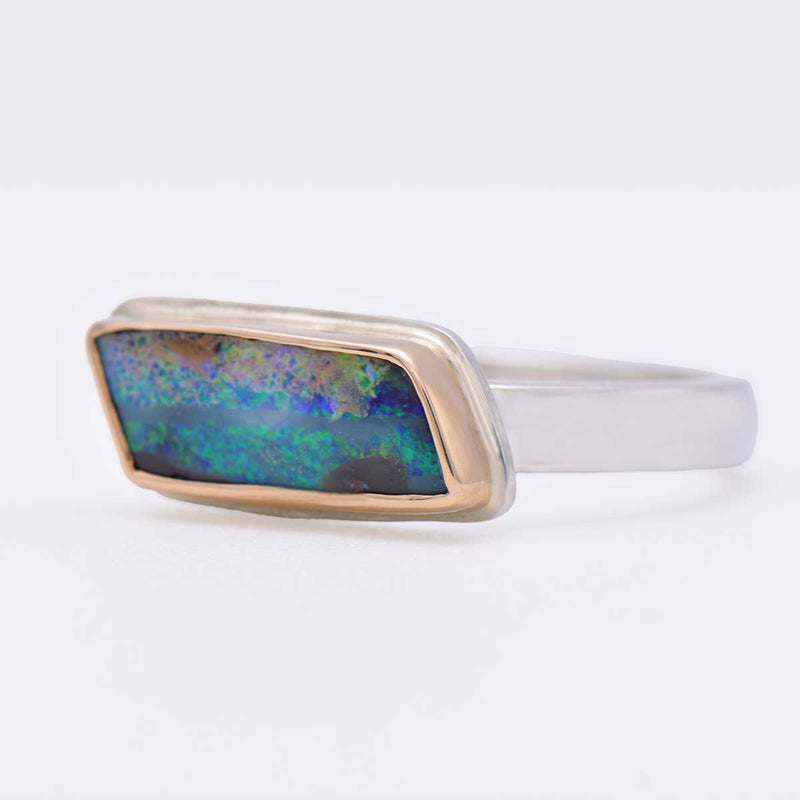 ORMM110_Dark_Long_Rectangle_Boulder_Opal_Mixed_Metal_Ring_Size7.5