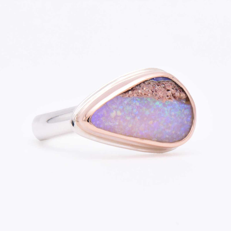 ORMM113_Mauve_Sparkle_Boulder_Opal_Mixed_Metal_RIng_Size6.5