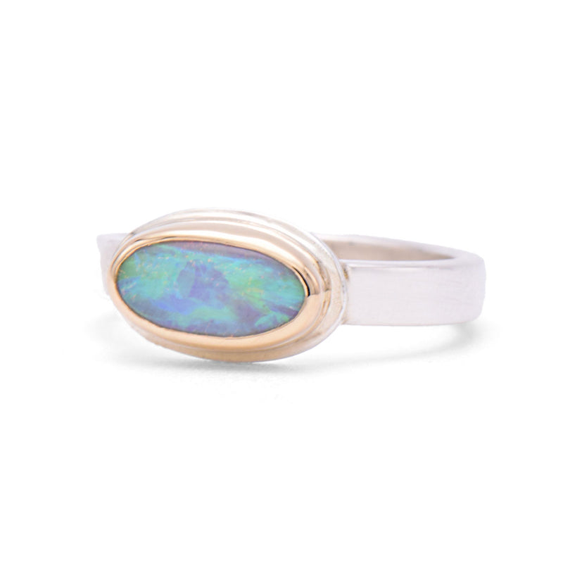 Coober Pedy Opal Ring | 14K Gold & Sterling Silver