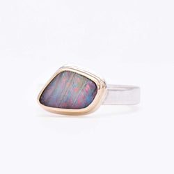 Boulder Opal Ring | 14K Gold & Sterling Silver | Size 7
