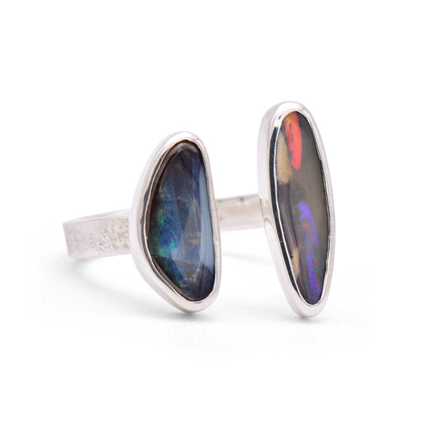Boulder Opal Split Ring | Sterling Silver | Size 8.5