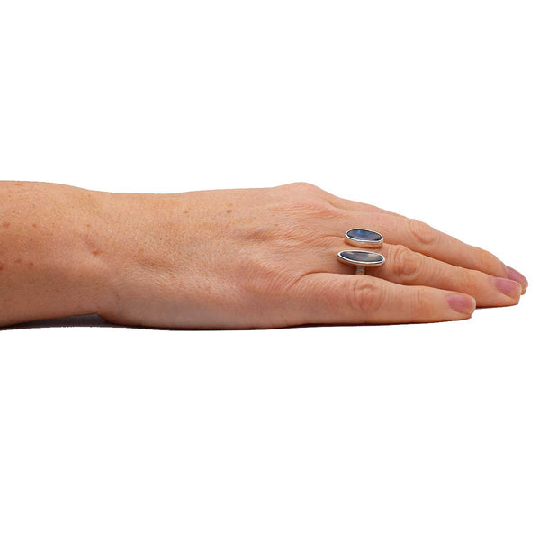 Boulder Opal Split Ring | Sterling Silver | Size 9