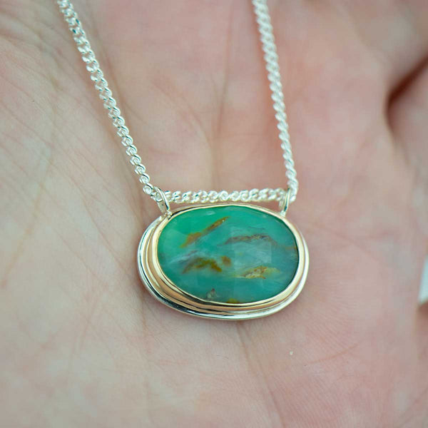 Peruvian Opal Necklace | 14K Gold & Sterling Silver | 45cm Chain
