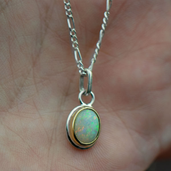 Oval Opal Necklace | 14K Gold & Sterling Silver | One of a kind