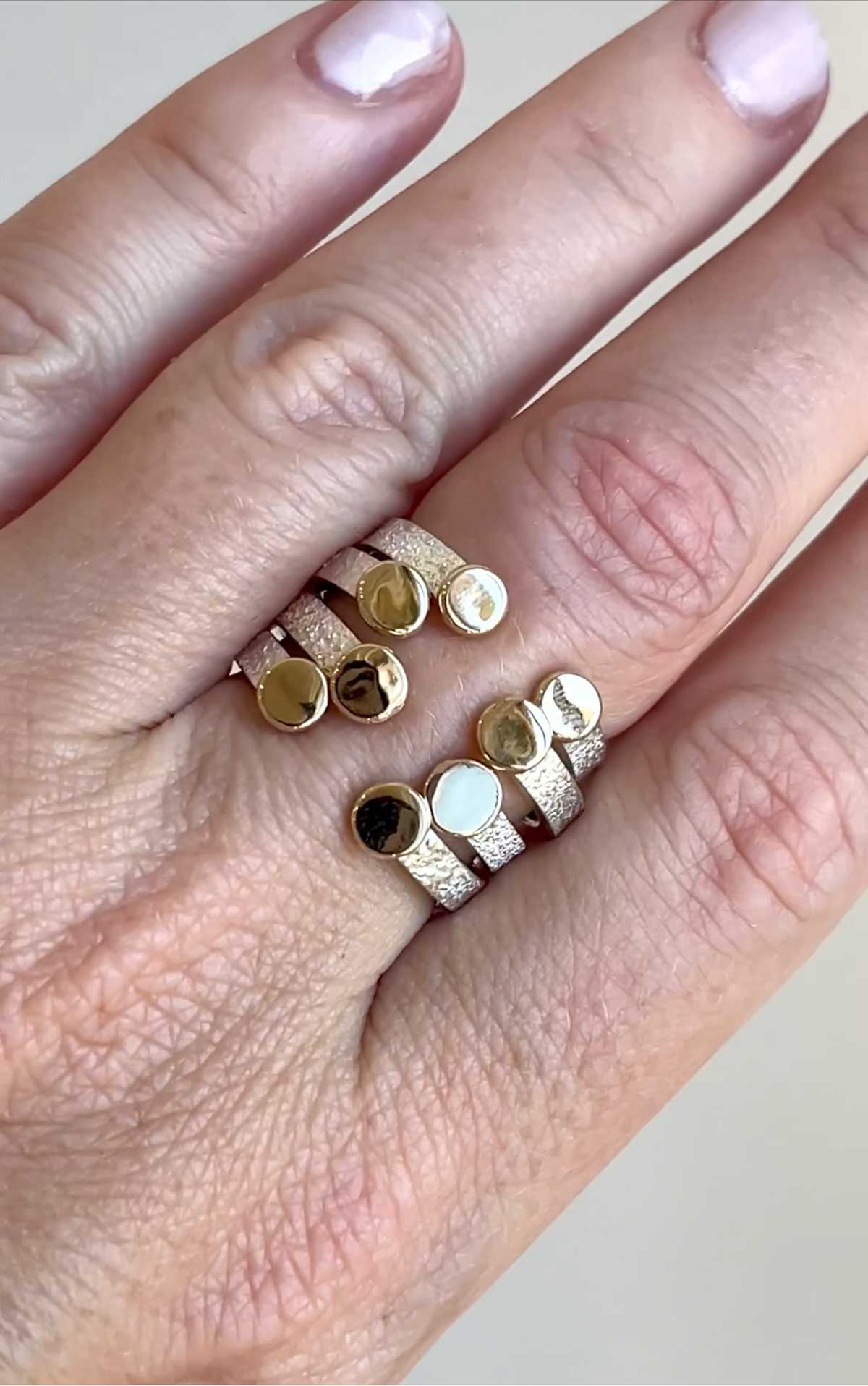 Sparkling Sands Split Ring | 9k Gold and Sterling Silver | Made to order