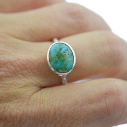 TurquoiseTwistSilverRingSize6.5