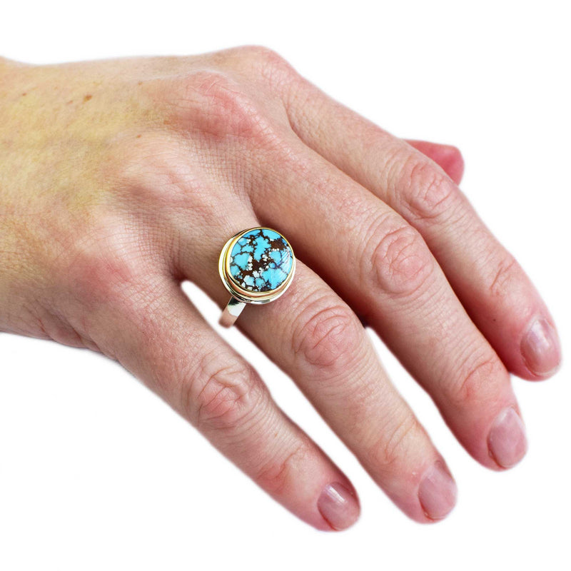 LavenderTurquoiseMixedMetalRingSize7.5