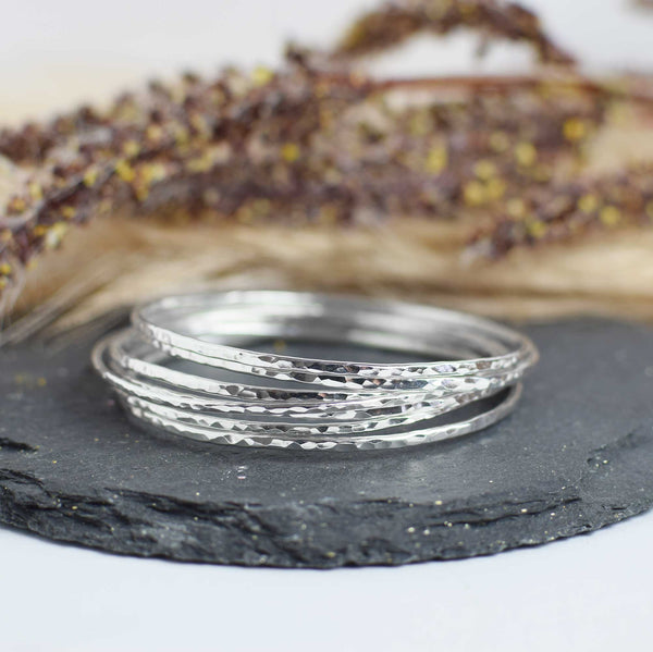 Thin Hammered Bangle | Sterling Silver | Made to Order